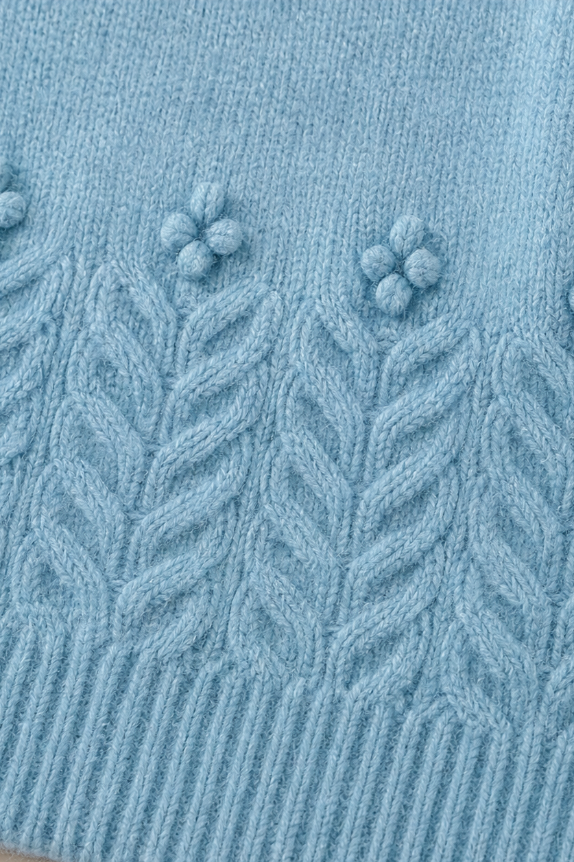 Women's Embroidered Cable Knit Crew Neck Sweater