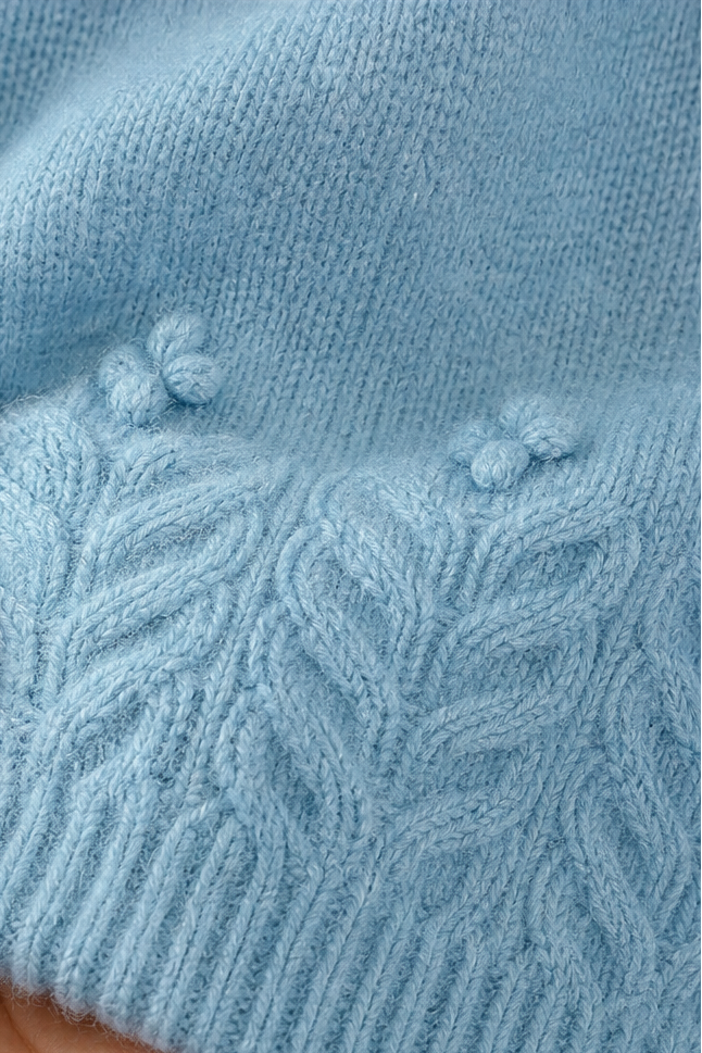 Women's Embroidered Cable Knit Crew Neck Sweater
