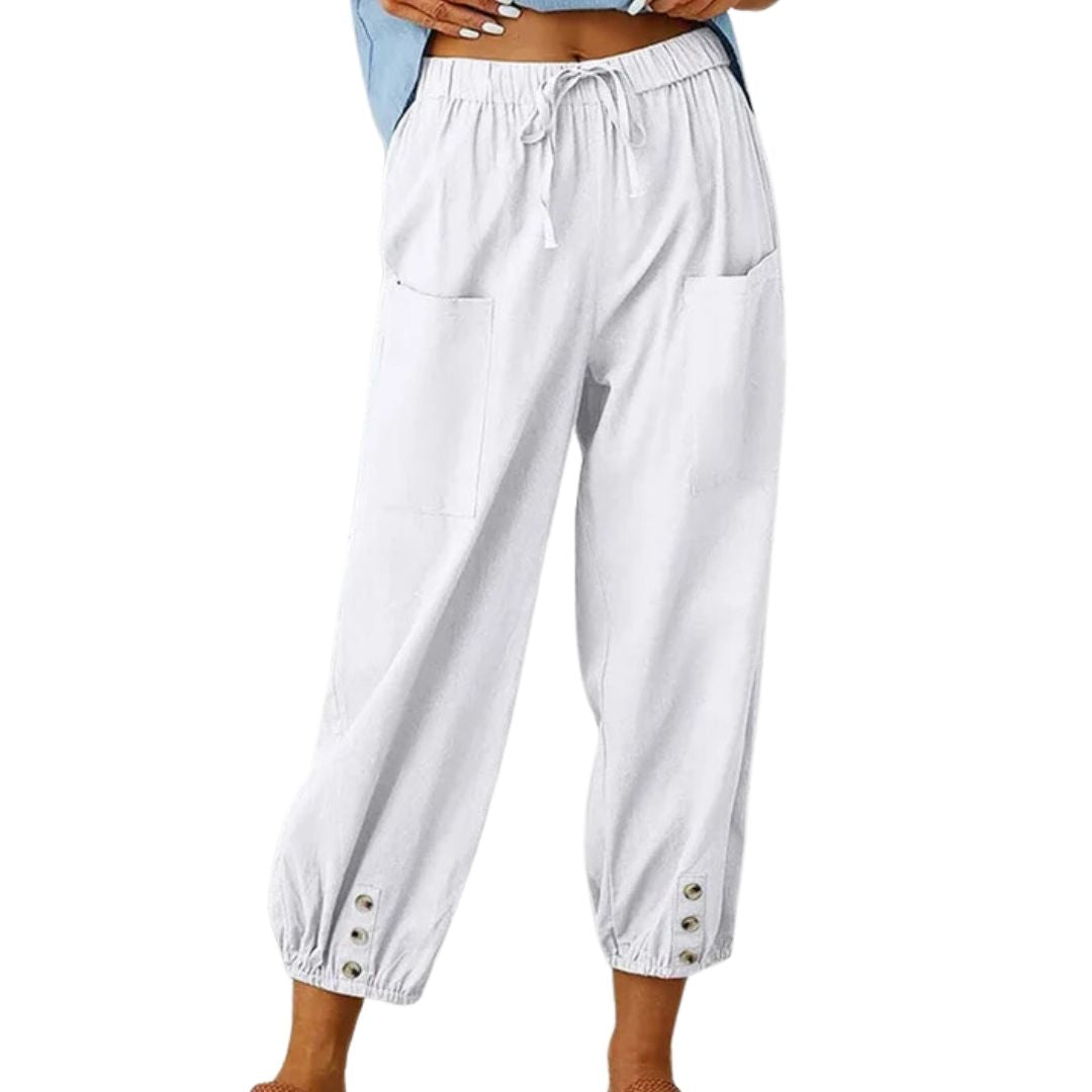 Women's Drawstring Cropped Pants with Pockets