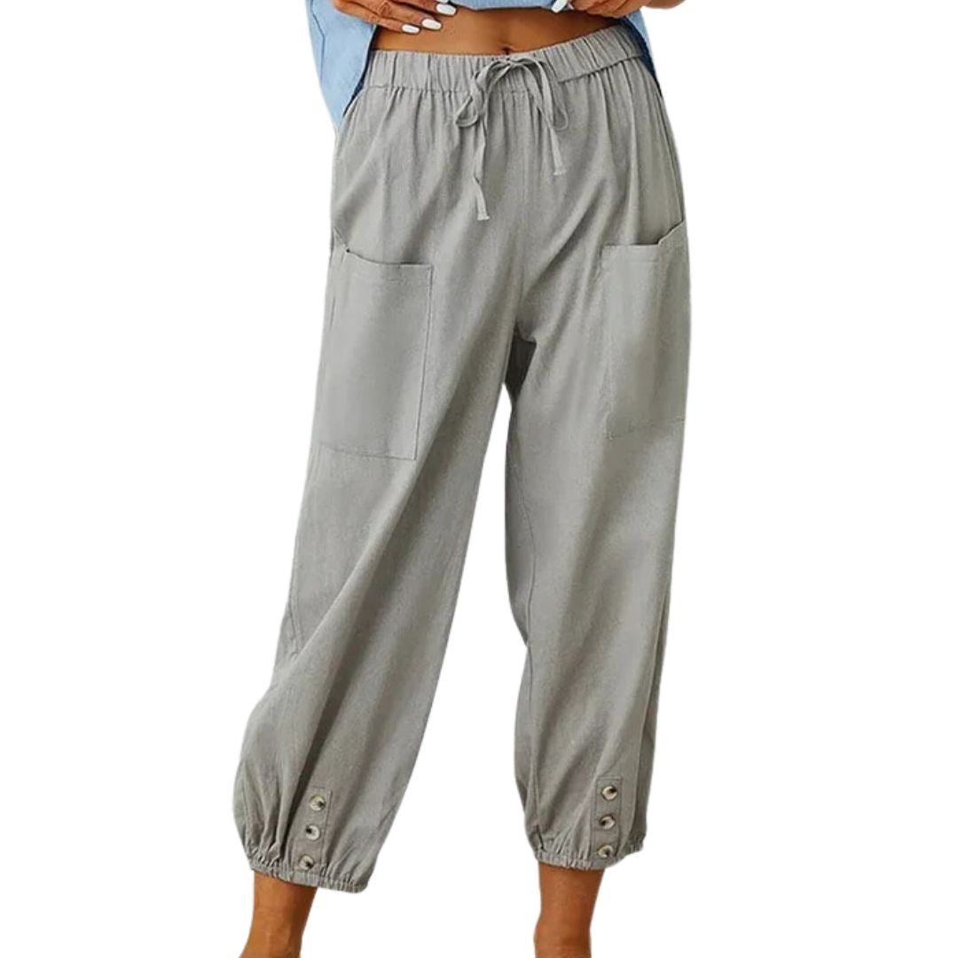 Women's Drawstring Cropped Pants with Pockets