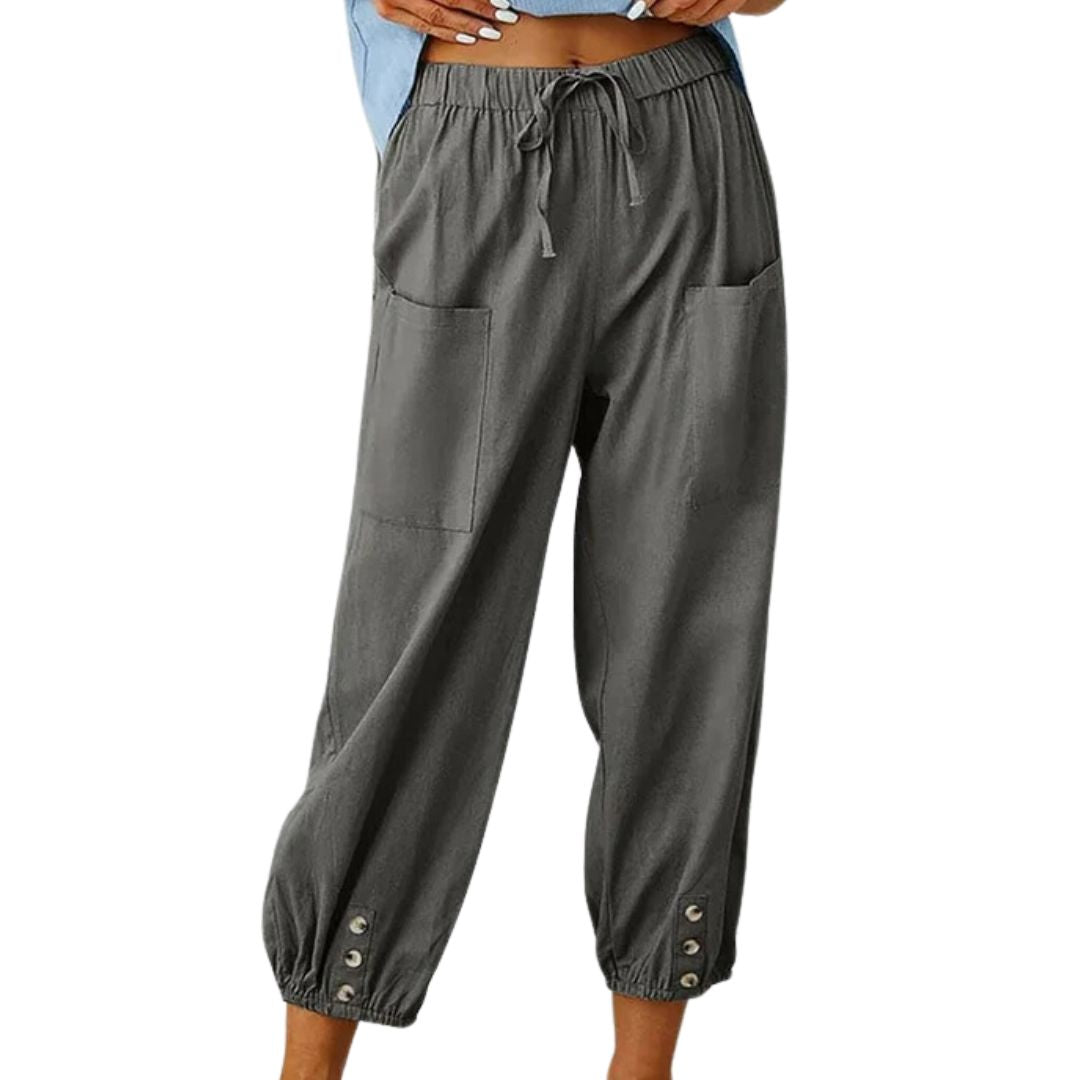 Women's Drawstring Cropped Pants with Pockets