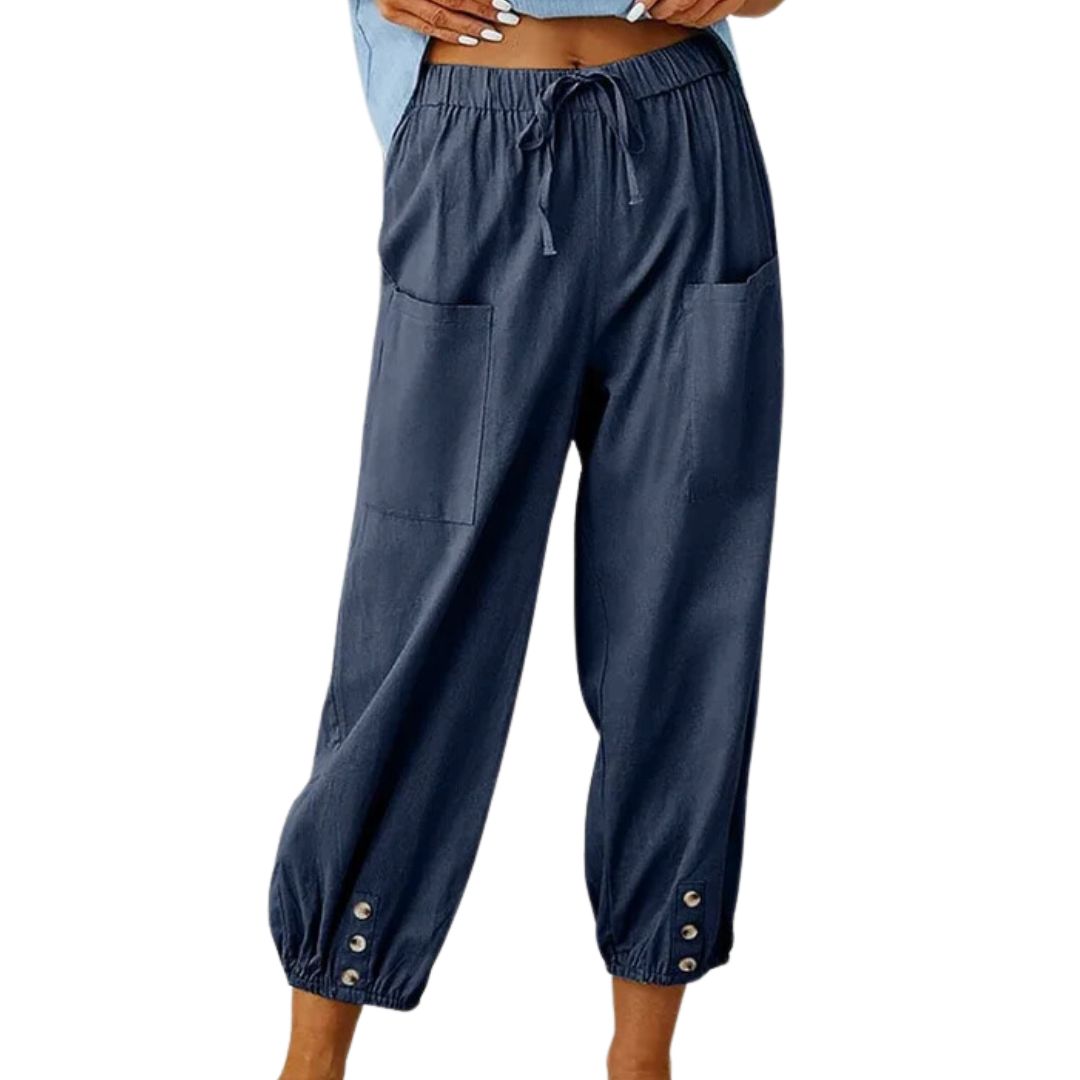 Women's Drawstring Cropped Pants with Pockets