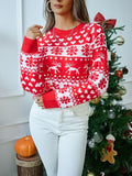 Women's Fair Isle Snowflake Christmas Sweater Red and White