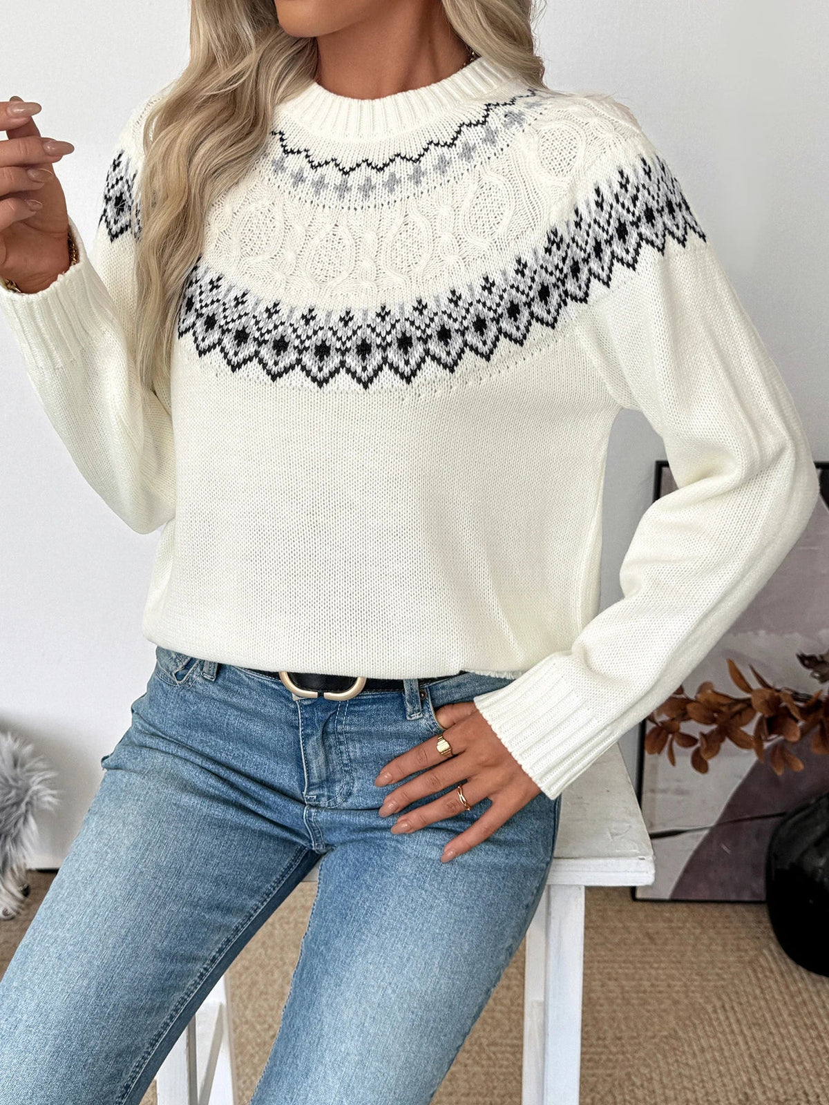 Women's Fair Isle Crew Neck Knit Jumper