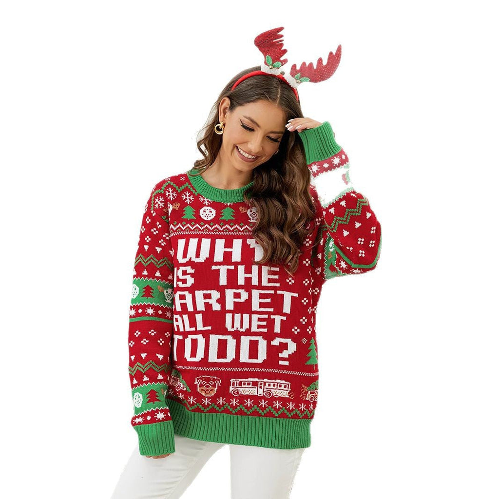 Women's Fair Isle Slogan Ugly Christmas Sweater Crew Neck