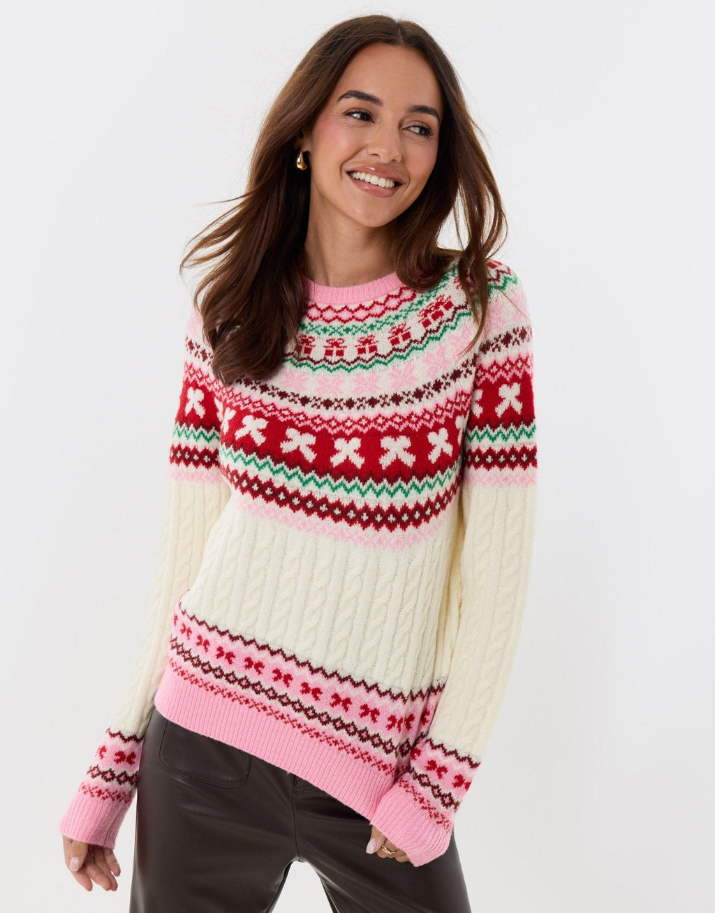 Women's Fair Isle Christmas Sweater Cable Knit