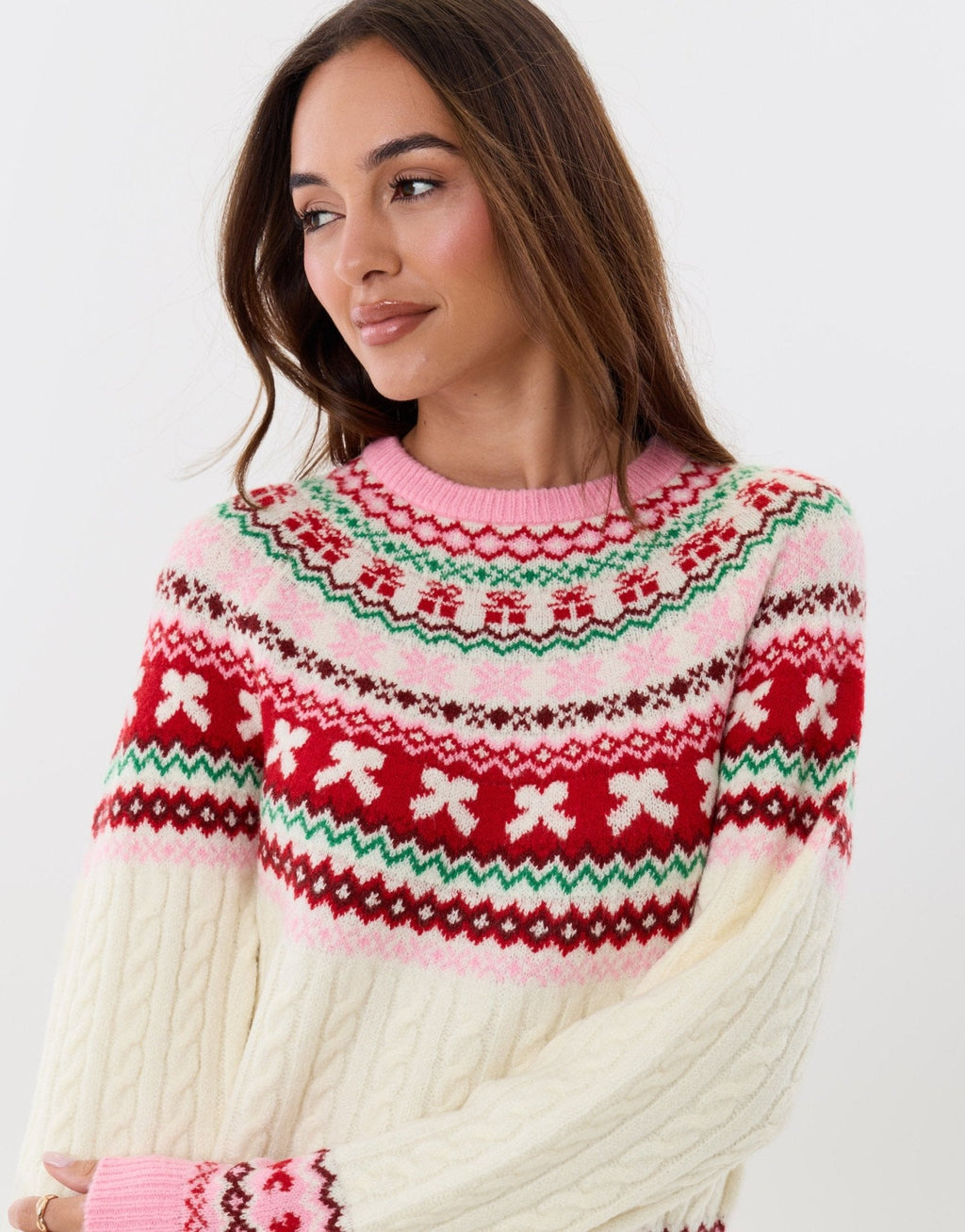 Women's Fair Isle Christmas Sweater Cable Knit