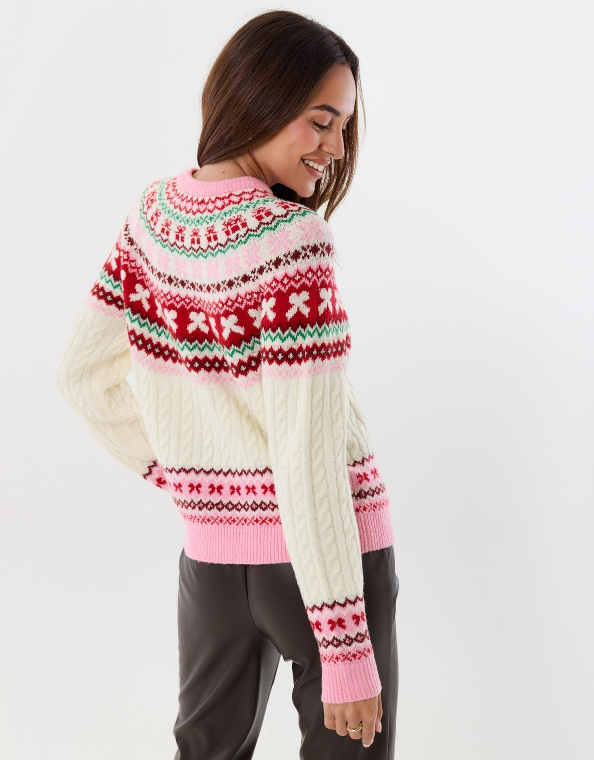 Women's Fair Isle Christmas Sweater Cable Knit
