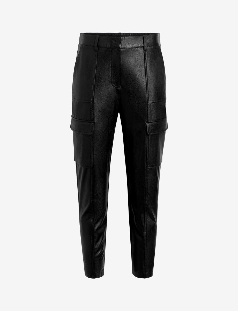 Women's Faux Leather Cropped Cargo Pants