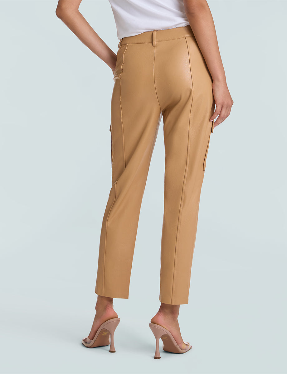 Women's Faux Leather Cropped Cargo Pants