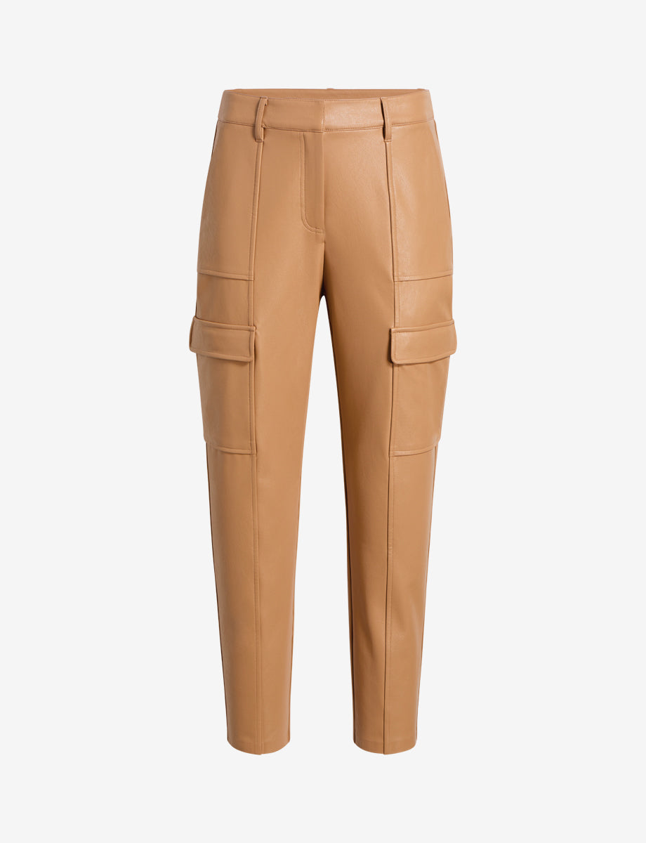 Women's Faux Leather Cropped Cargo Pants