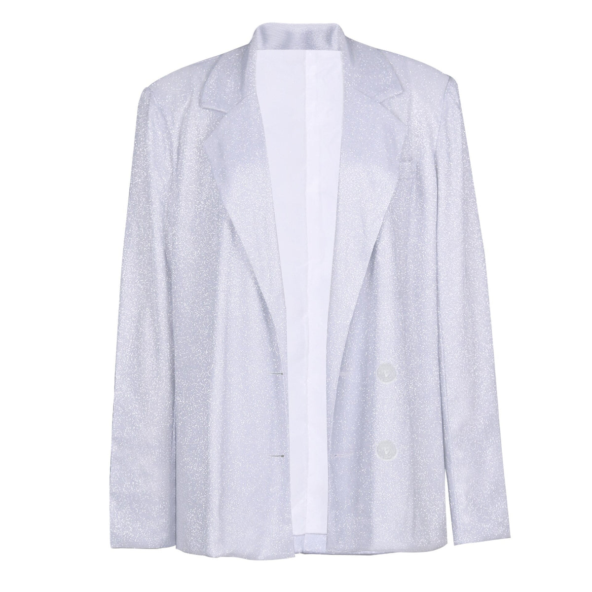 Women's Glitter Blazer and Pants Party Set in Off-White