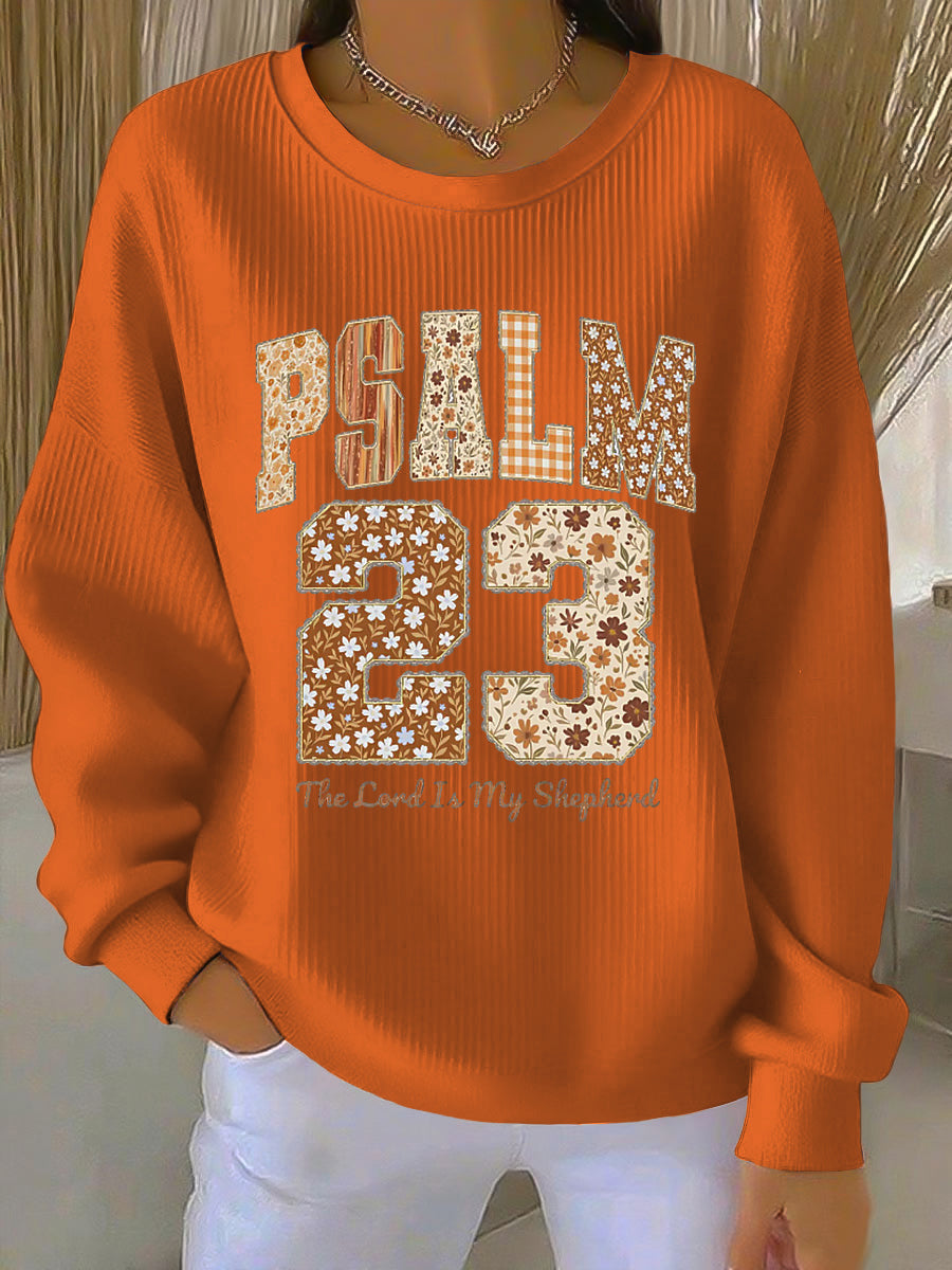 Women's Psalm 23 Graphic Crew Neck Sweatshirt in Orange