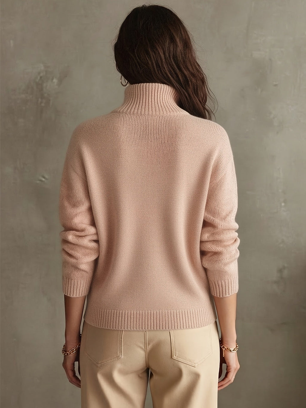 Women's Half-Zip Stand Collar Ribbed Trim Sweater