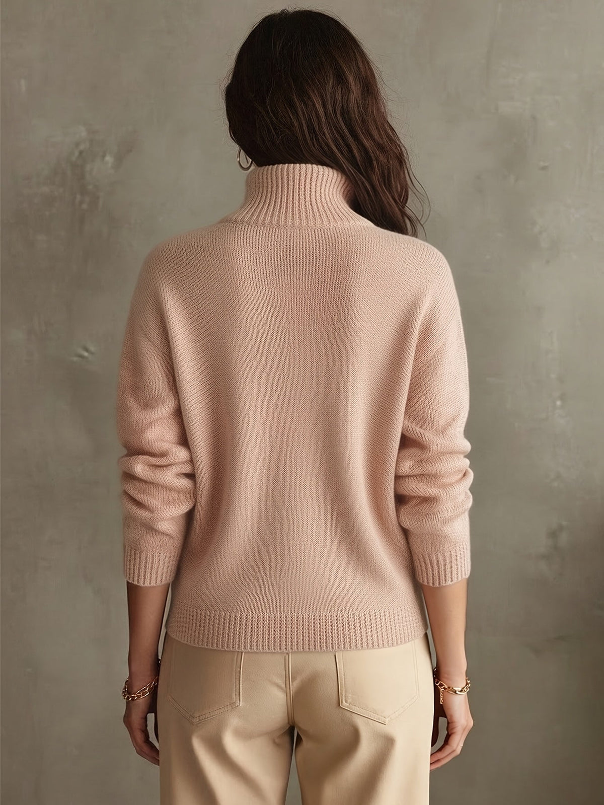 Women's Half-Zip Stand Collar Ribbed Trim Sweater