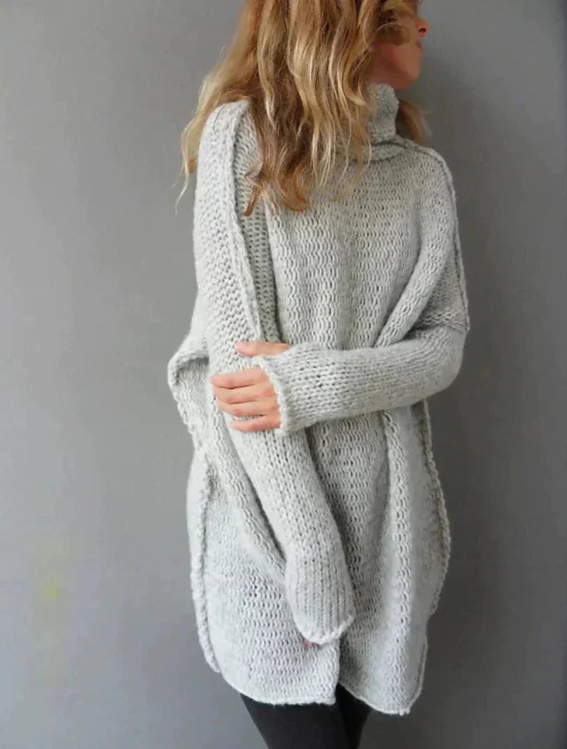Women's High Neck Ribbed Tunic Sweater
