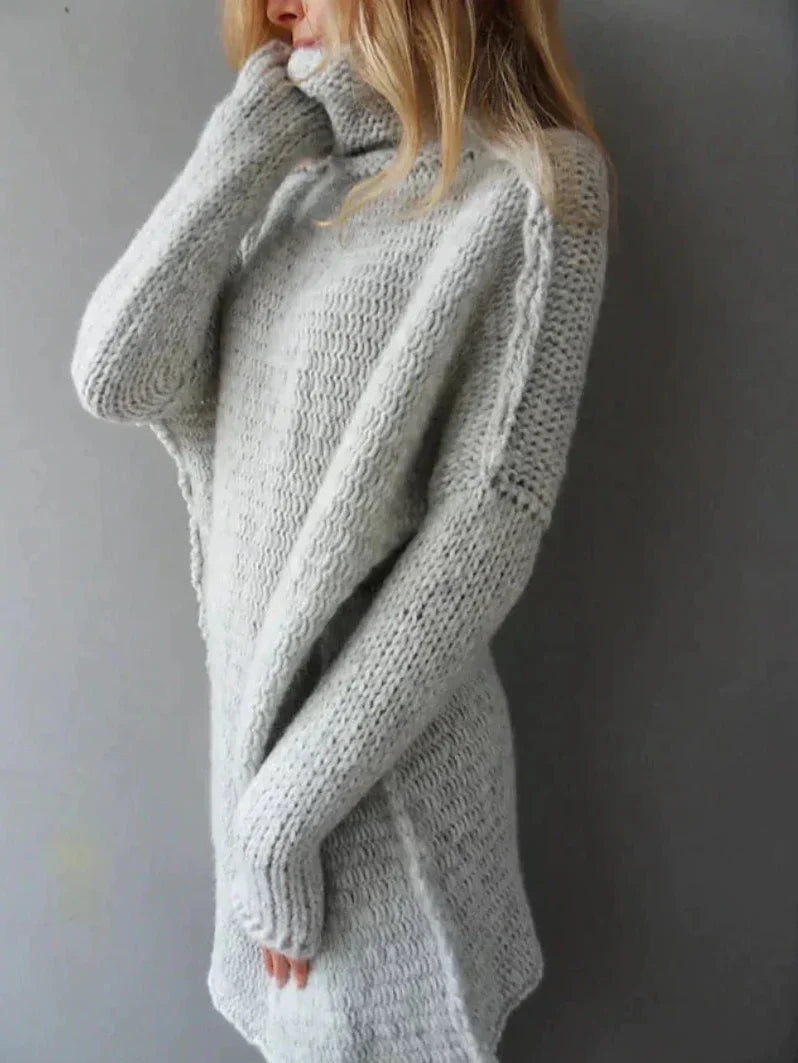 Women's High Neck Ribbed Tunic Sweater