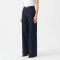 Women's High-Rise Wide-Leg Seam Front Jeans in Dark Wash