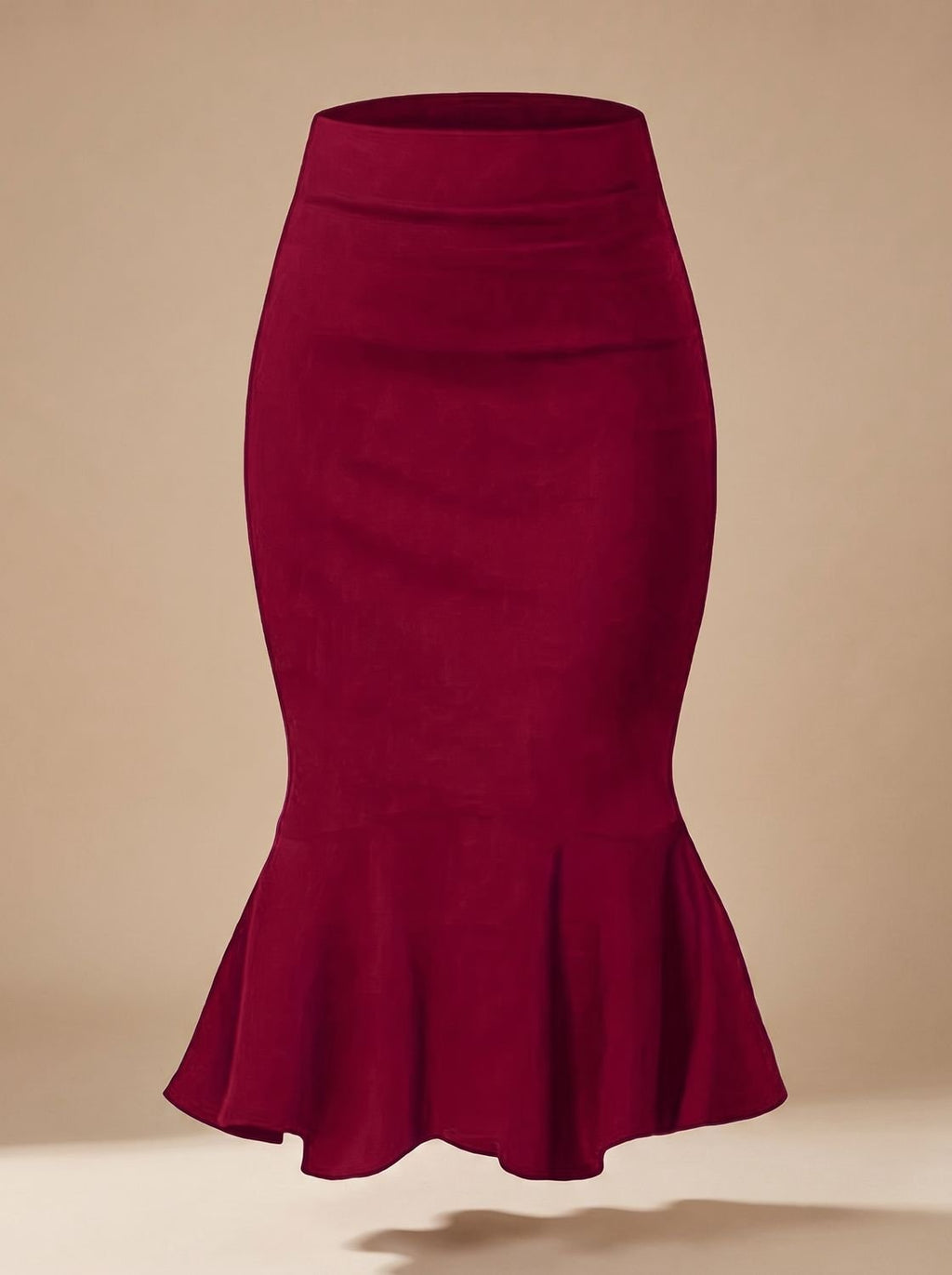 Women's High Waisted Fishtail Mermaid Midi Skirt
