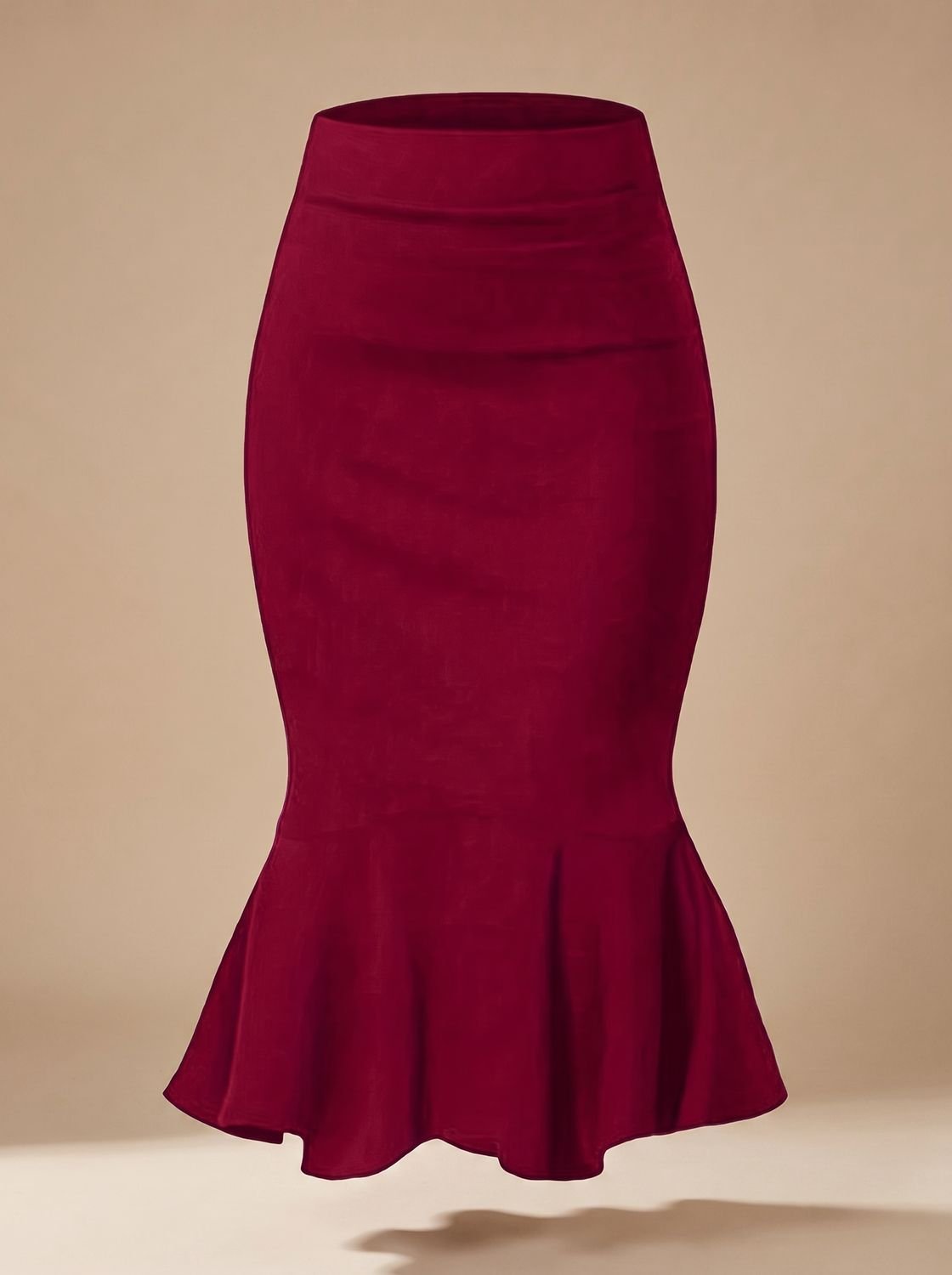 Women's High Waisted Fishtail Mermaid Midi Skirt