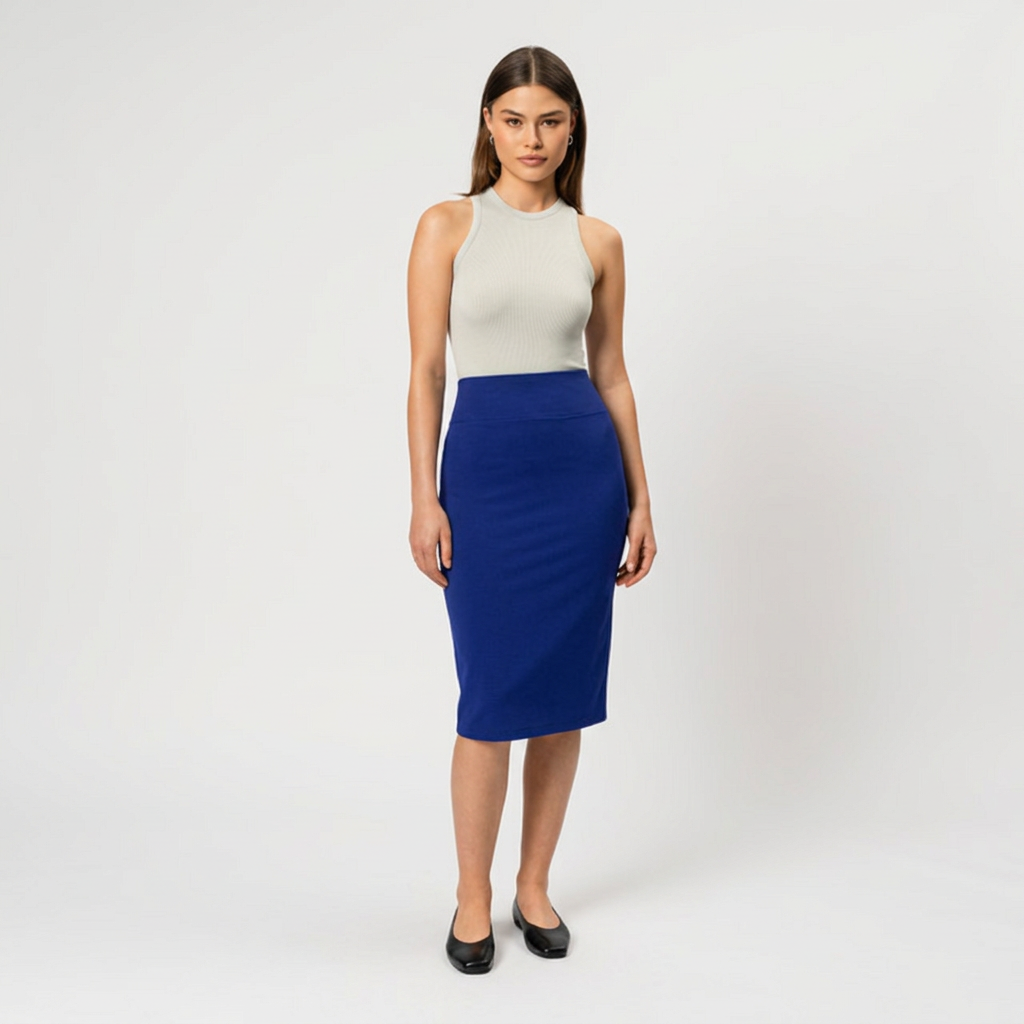 Women's High Waisted Fitted Midi Pencil Skirt