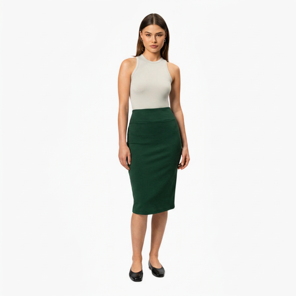 Women's High Waisted Fitted Midi Pencil Skirt