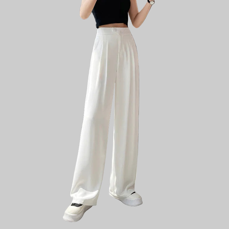 Women's High Waist Draped Wide-Leg Pants