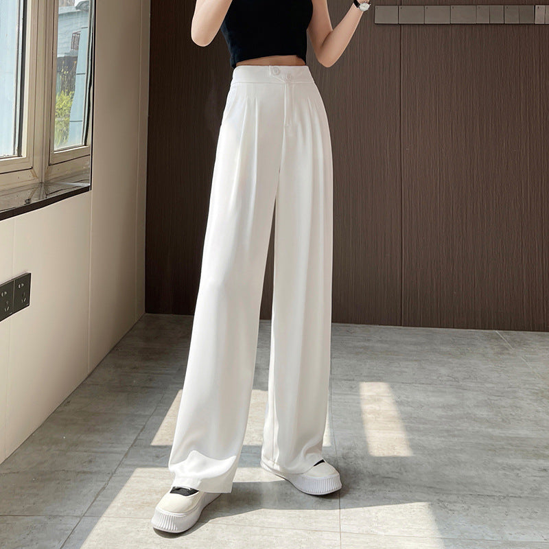 Women's High Waist Draped Wide-Leg Pants