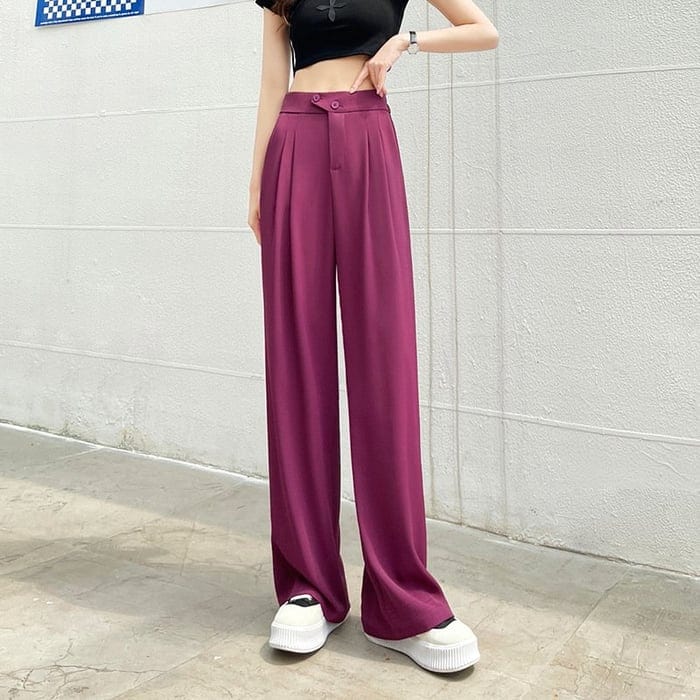 Women's High Waist Draped Wide-Leg Pants