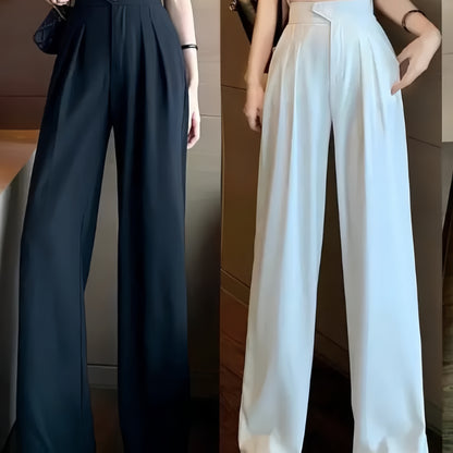 Women's High Waist Draped Wide-Leg Pants
