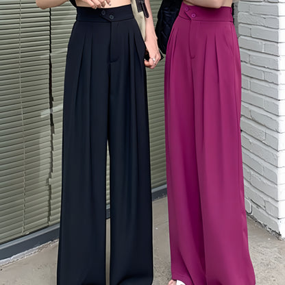 Women's High Waist Draped Wide-Leg Pants