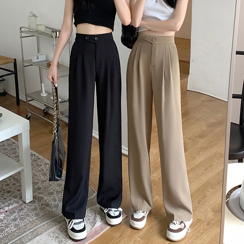 Women's High Waist Draped Wide-Leg Pants