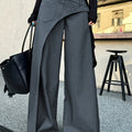 Women's High Waisted Layered Panel Wide Leg Pants in Dark Gray