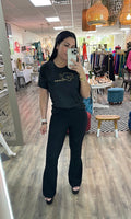 Women's High Waisted Bell Bottom Pants in Black