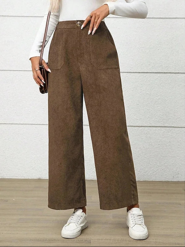 Women's High Waisted Wide Leg Corduroy Pants