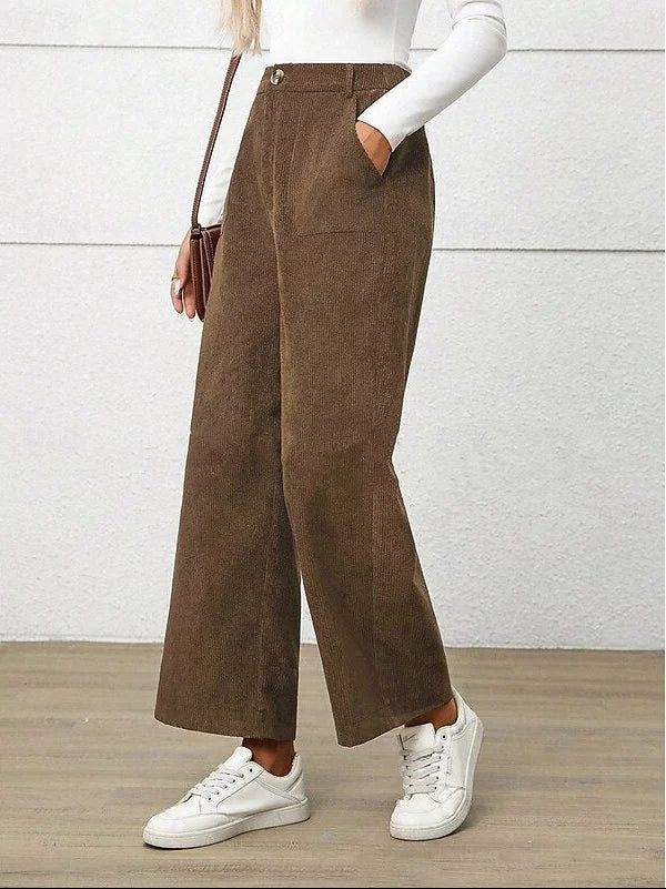 Women's High Waisted Wide Leg Corduroy Pants