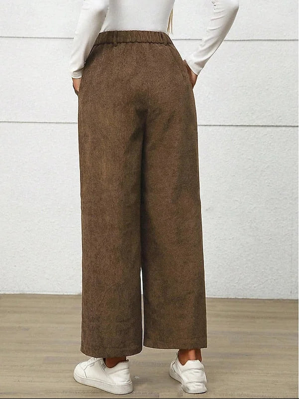 Women's High Waisted Wide Leg Corduroy Pants