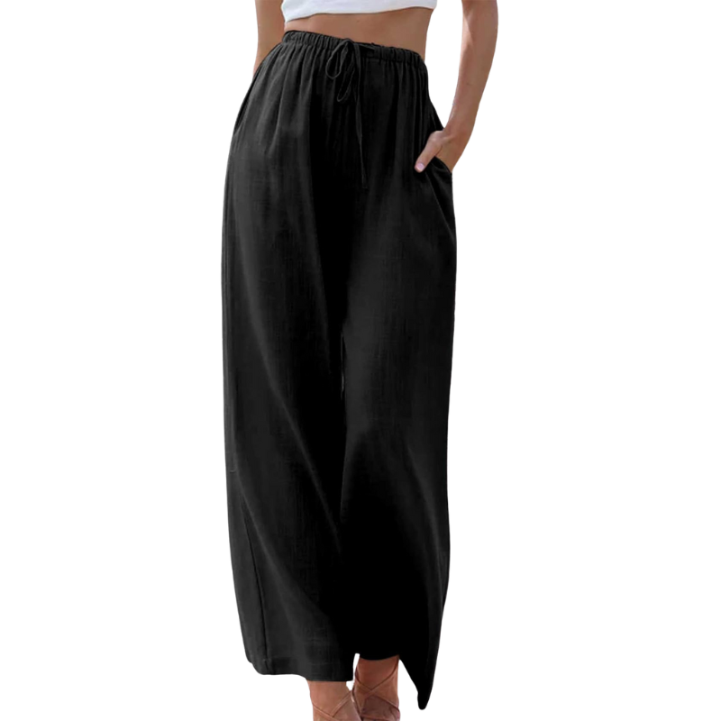 Women's High-Waisted Wide-Leg Palazzo Pants in Black