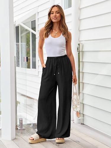 Women's High-Waisted Wide-Leg Palazzo Pants in Black