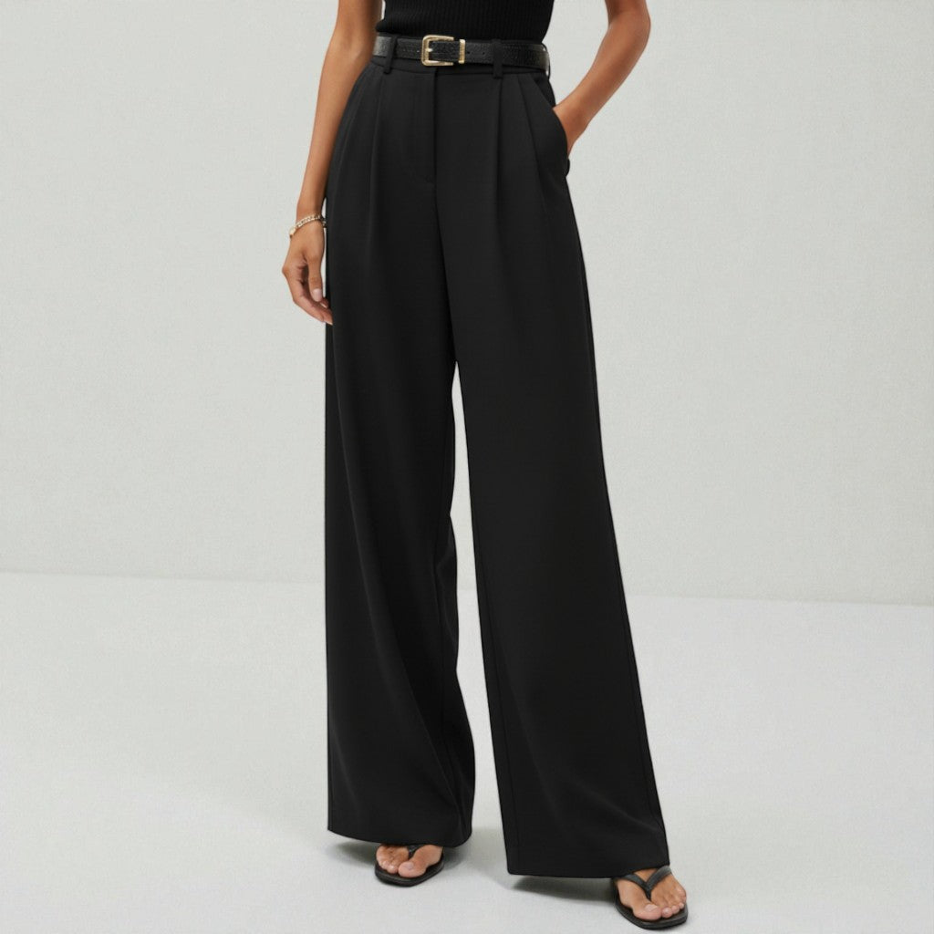 Women's Tailored Pleated High-Rise Wide-Leg Pants