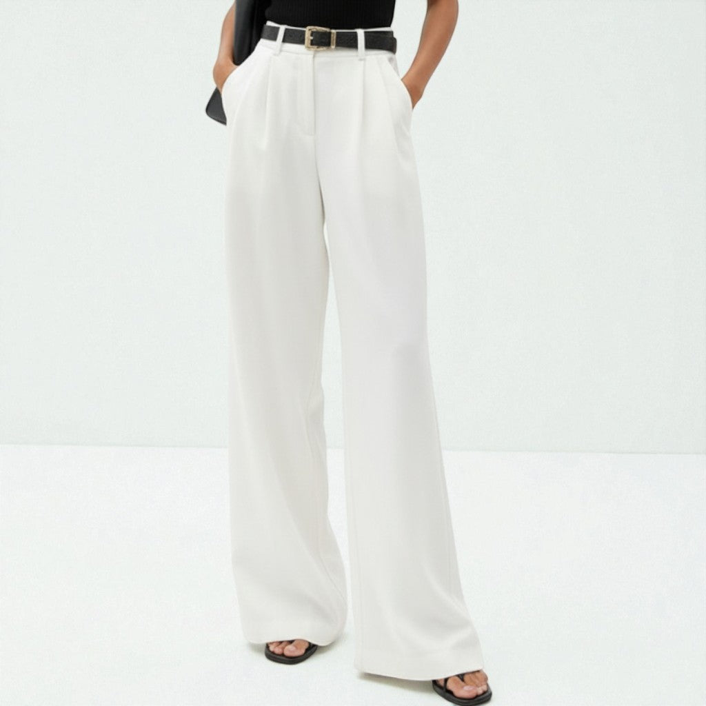 Women's Tailored Pleated High-Rise Wide-Leg Pants