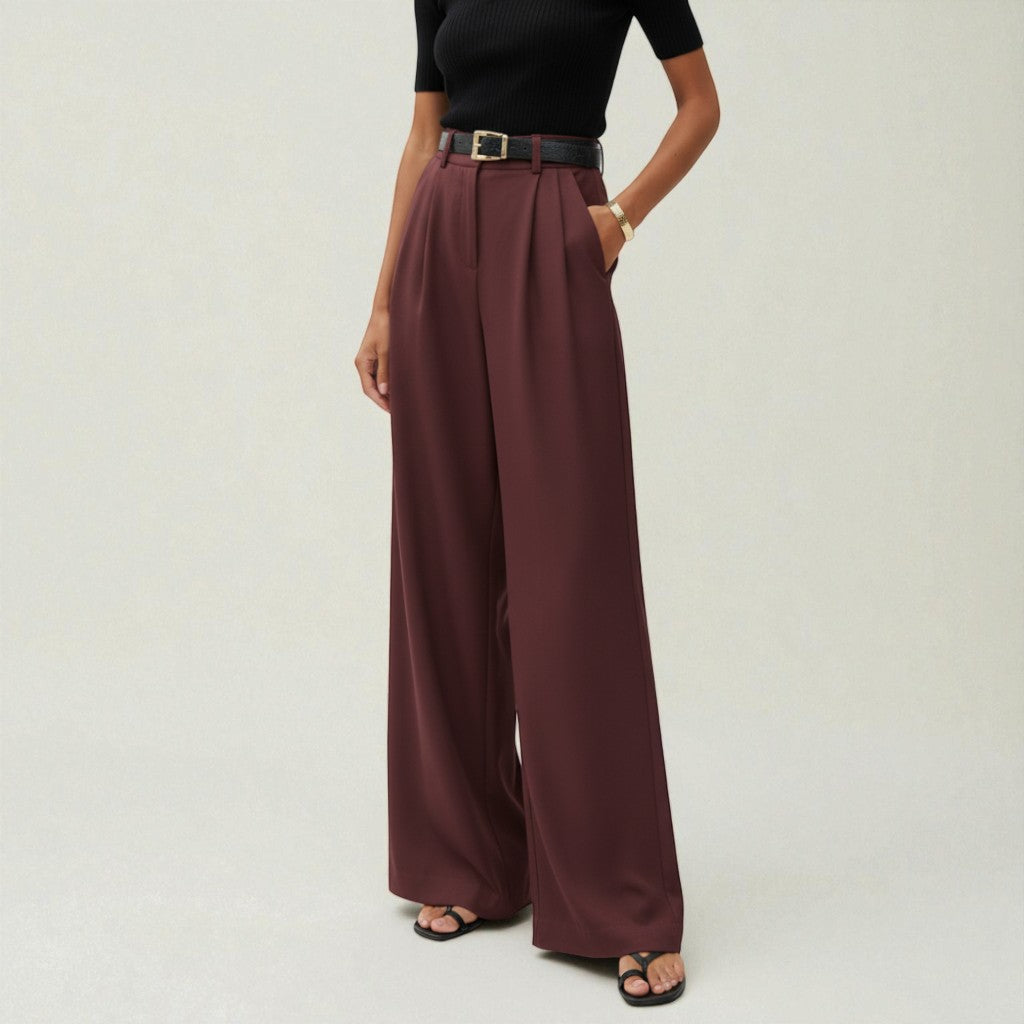 Women's Tailored Pleated High-Rise Wide-Leg Pants