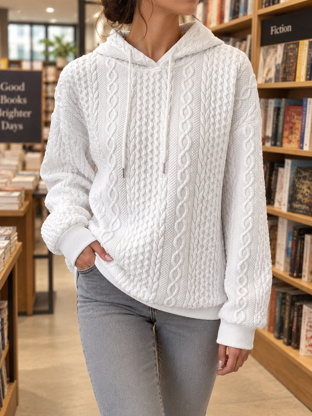 Women's Hooded Cable Knit Sweater