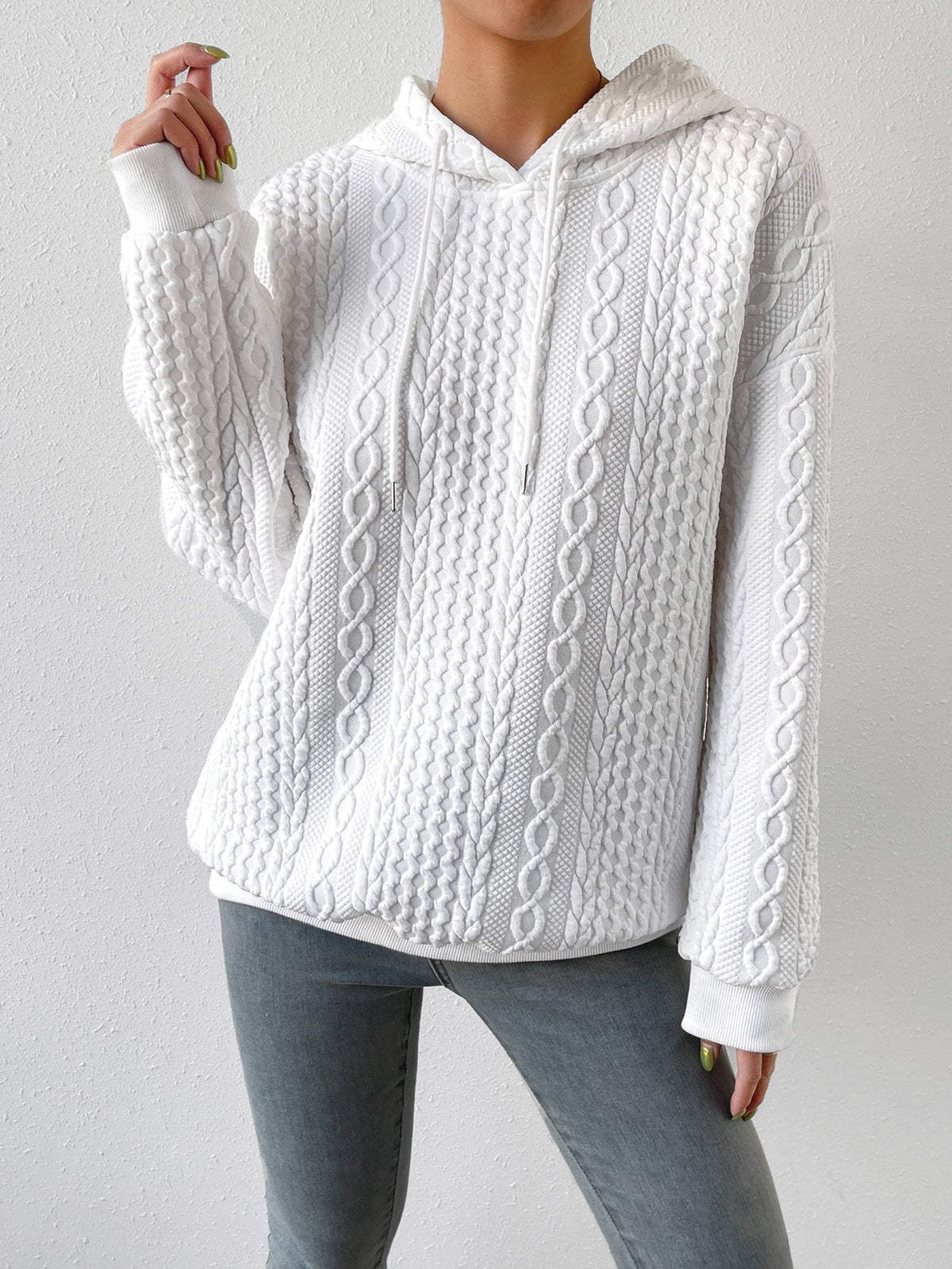 Women's Hooded Cable Knit Sweater