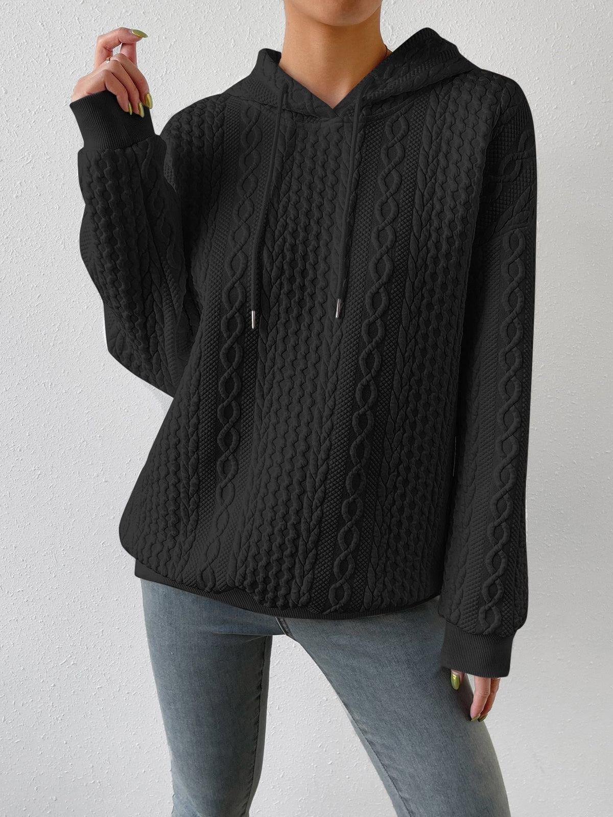 Women's Hooded Cable Knit Sweater