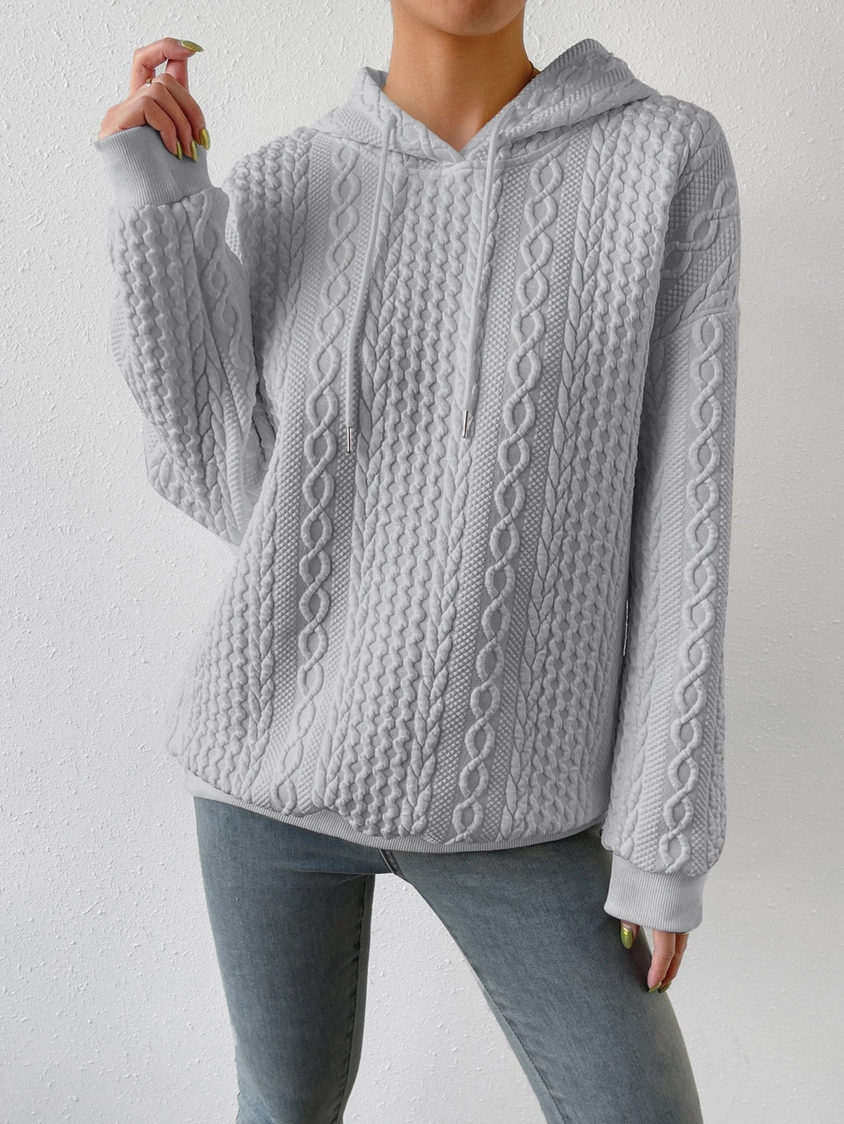 Women's Hooded Cable Knit Sweater