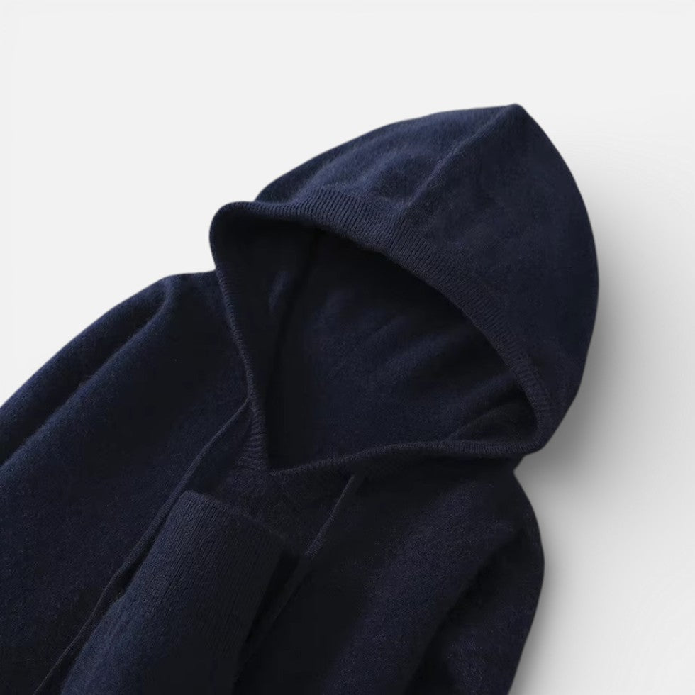 Women's Knit Hooded Sweater with Drawstring