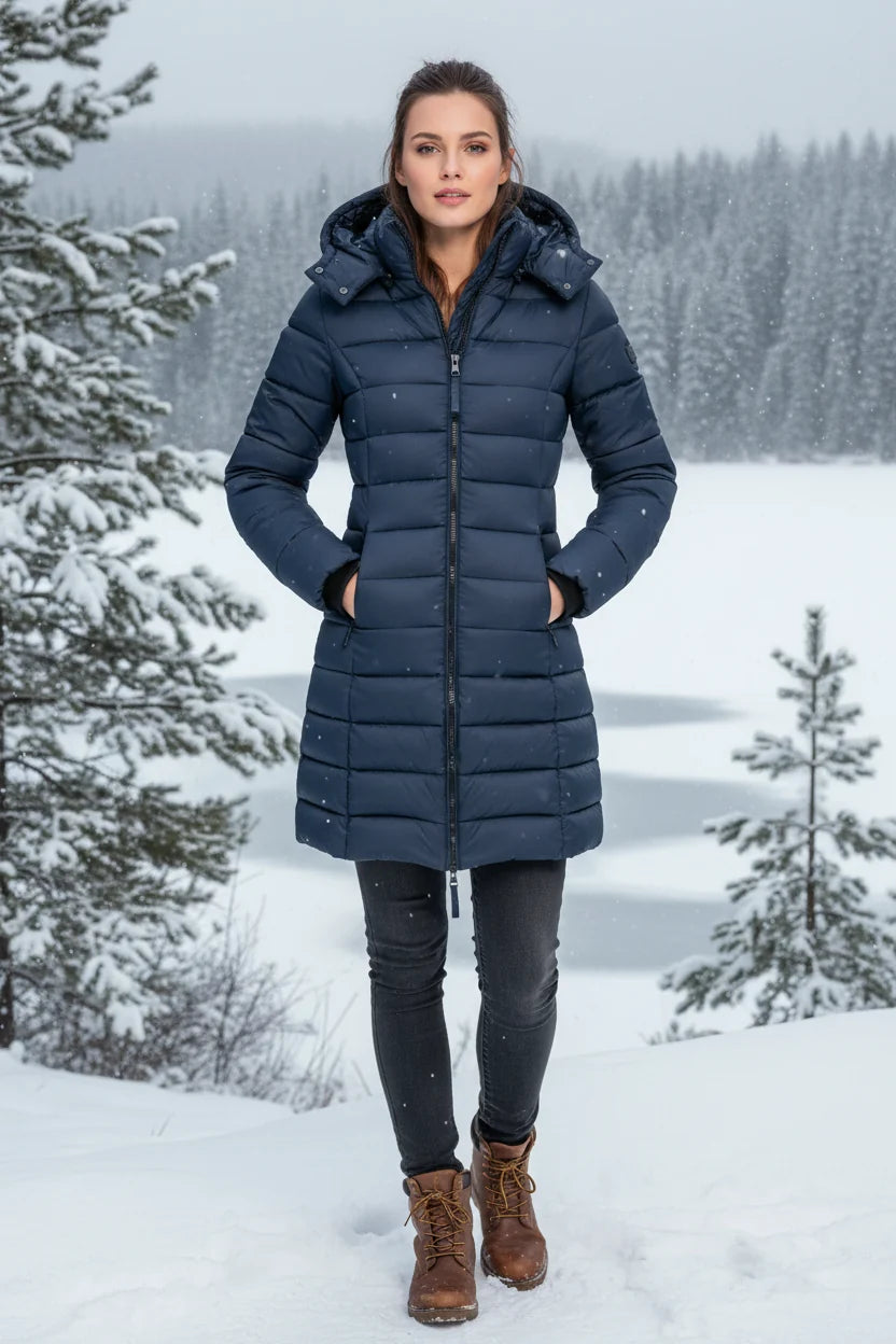 Women's Hooded Slim Fit Quilted Puffer Jacket