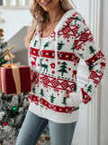 Women's Fair Isle Christmas Cardigan Hooded Zip Up