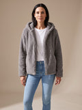 Women's Oversized Hooded Fleece Zip-Up Jacket